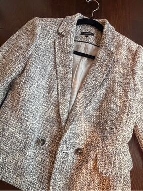 RW&CO Navy White Textured Tweed Blazer XS